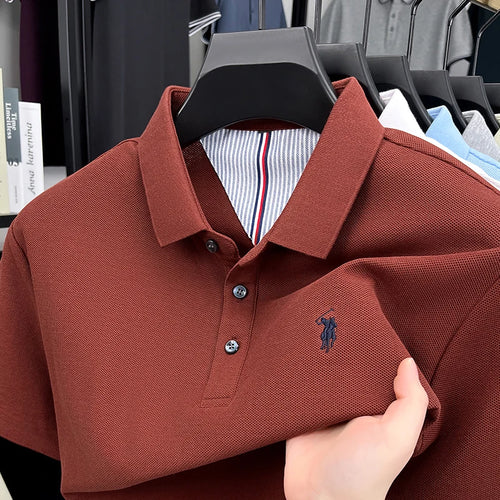 100% pure cotton high-end brand men's short sleeve polo shirt summer