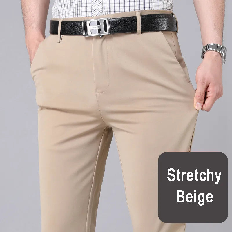 Male Smart Casual Pants Stretchy Sports Men's Fast Dry Trousers Spring