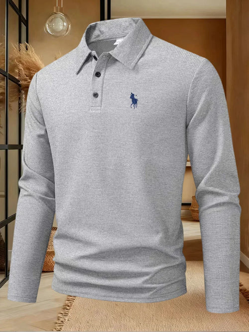 Men's high-end brand exquisite embroidered polo shirt long sleeved