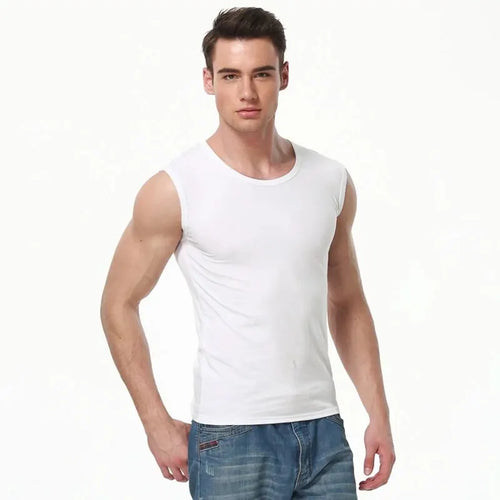 Men's Cotton Sleeveless Thin Vest Young MEN'S Wide Shoulder Sports