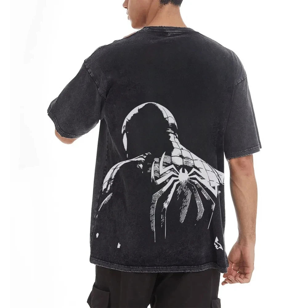 Marvel Spider-man Washed Retro Short Sleeve T-Shirt Casual Summer Wear