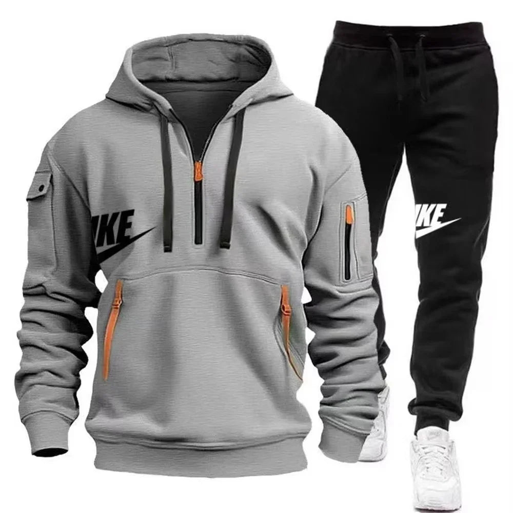 2025 New men's autumn and winter suit zipper hoodie + trousers suit