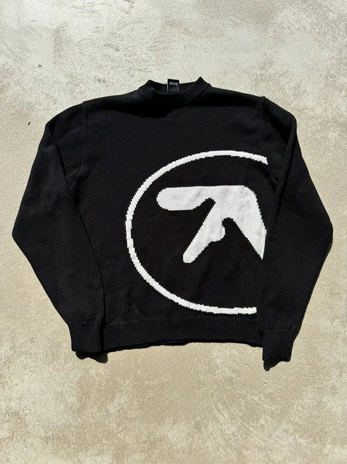 Men's Sweater Y2K Aphex Twin Knit Oversized Pullovers Gothic Jumper