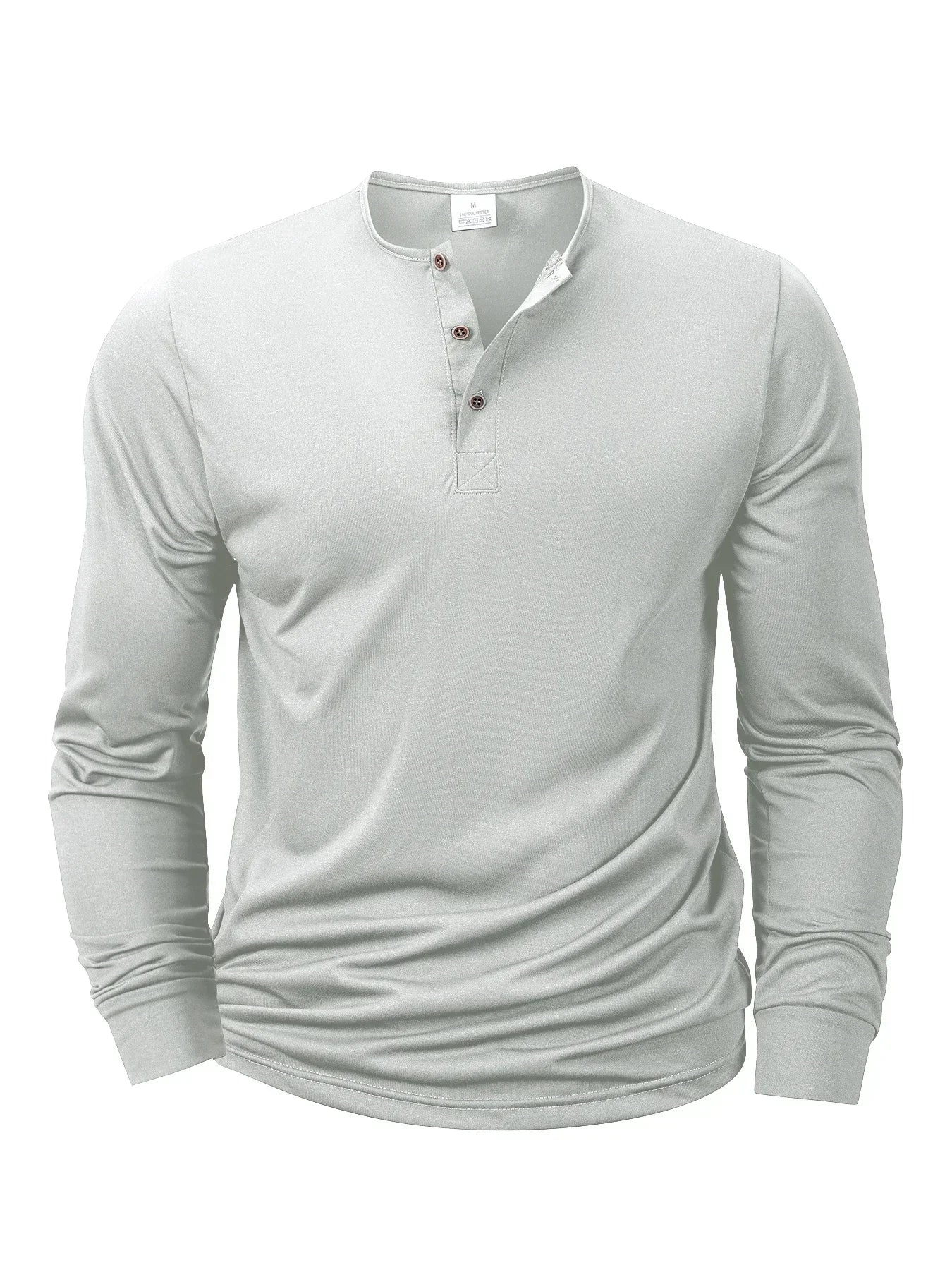 Henley Neck T-Shirt Men Basic Breathable Men's Long Sleeve Tops Tee