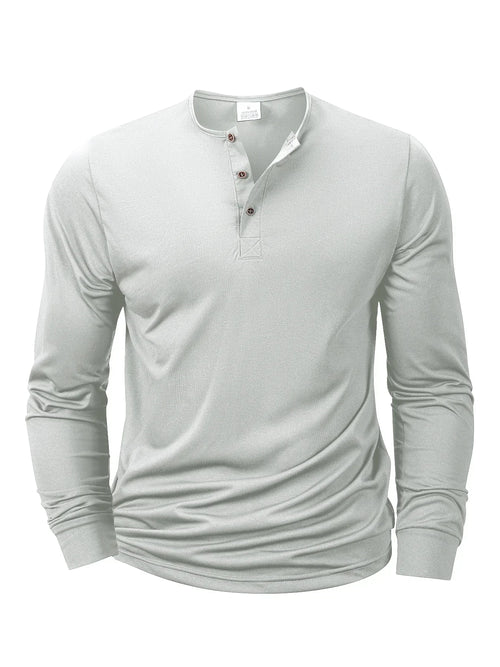 Henley Neck T-Shirt Men Basic Breathable Men's Long Sleeve Tops Tee