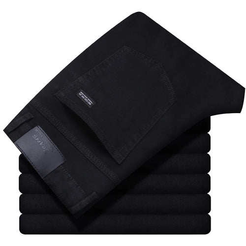 Men Classic Advanced Fashion Brand Pure Black Jeans Man Soft Breathe