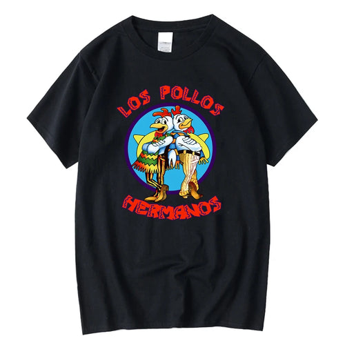LOS POLLOS Hermanos Funny Printed T-Shirt Men Fashion Casual Short