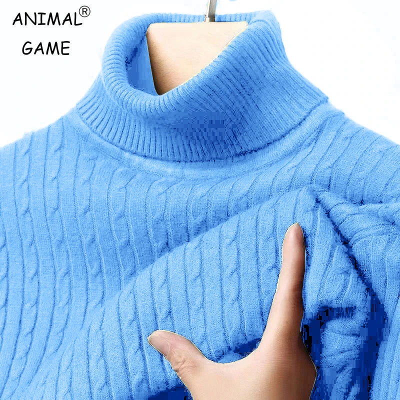Animal Game Men's Long Sleeve Knit Cold Blouse Outdoor Turtleneck