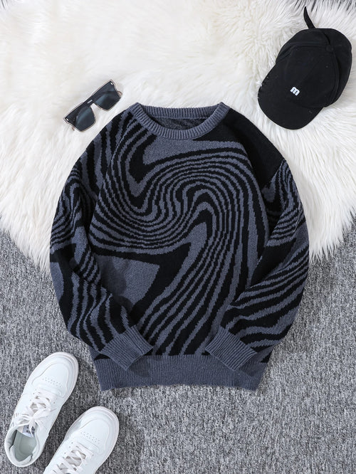 New Popular Autumn and Winter Maze Jacquard Pattern Pullover Sweater