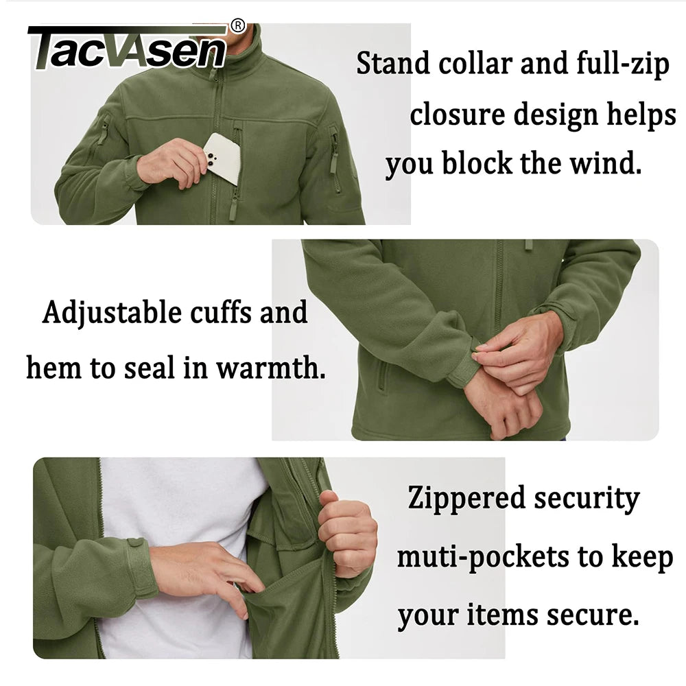 TACVASEN Men's Fleece Jacket Soft Warmth Windproof Full Zip Up Coat