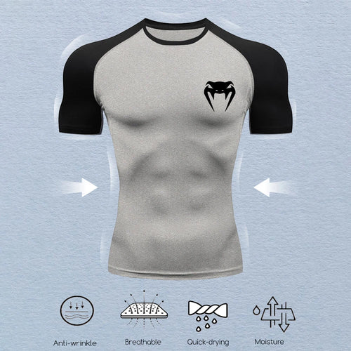 Men's Compression Shirts Fitness Snake Print Gym Shirts Quick Dry