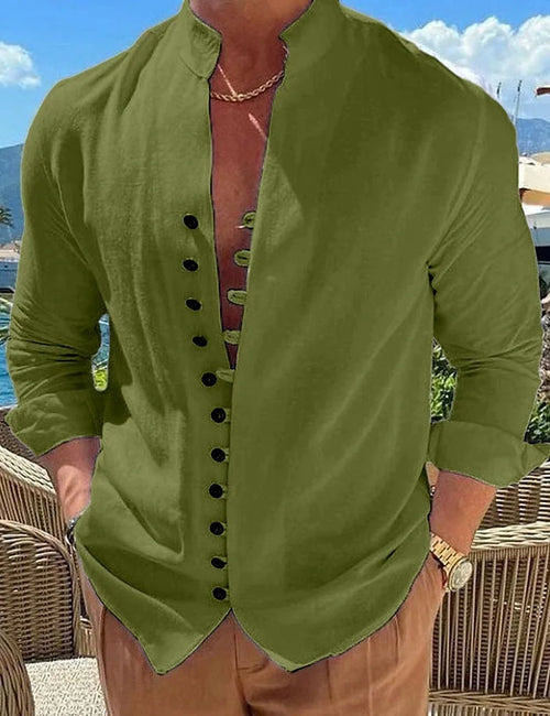 New Spring Autumn casual shirt loose Men's Solid Color Long Sleeve