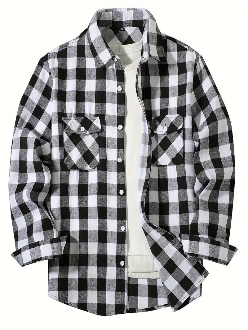 Spring and Autumn Fashion Cotton Long Sleeve Men's Shirt New Brushed