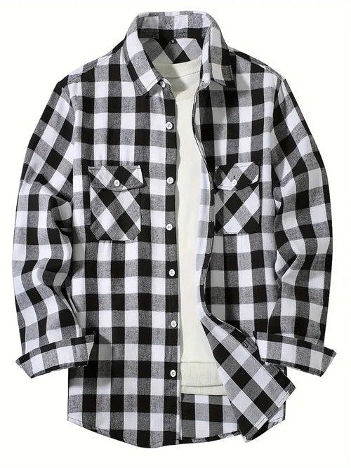 Spring and Autumn Fashion Cotton Long Sleeve Men's Shirt New Brushed