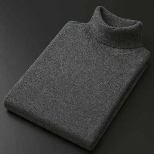 Turtleneck Men Pullover Cashmere Cotton Blend Knitted Sweater 2025