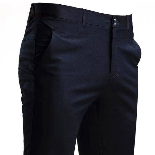 Men's Suit Pants Stretch Smart Casual Trousers Pocket Solid Color