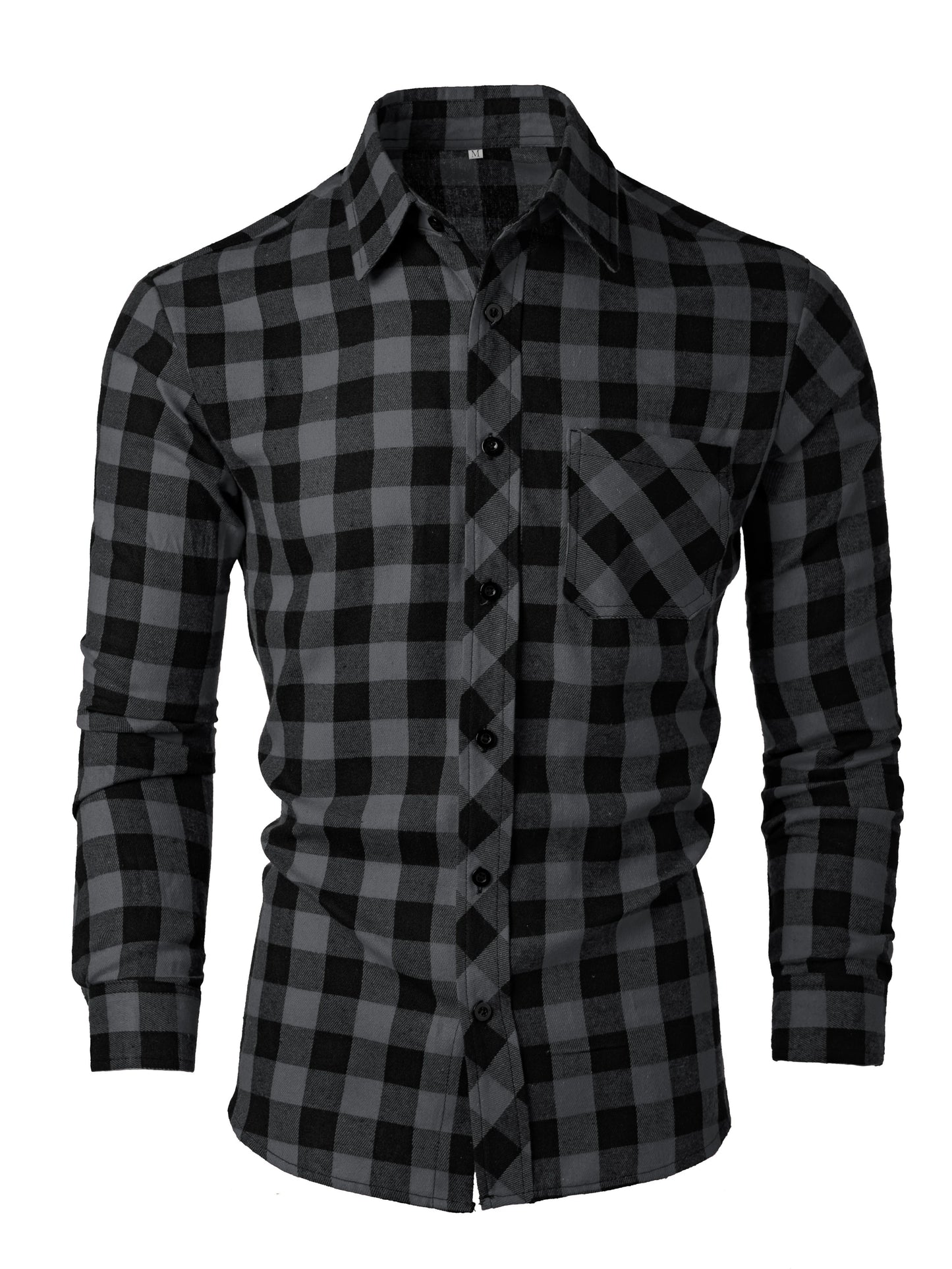 Men's Fashionable Casual Long-Sleeved Plaid Shirt, Spring and Autumn