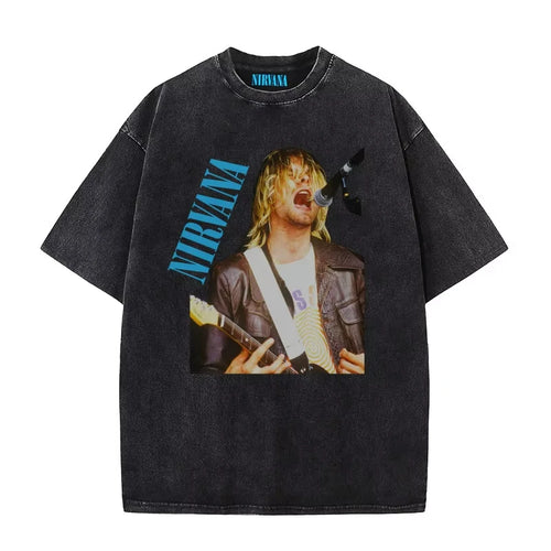 Nirvana rock band men's Retro cotton Washed Tee In Utero album man