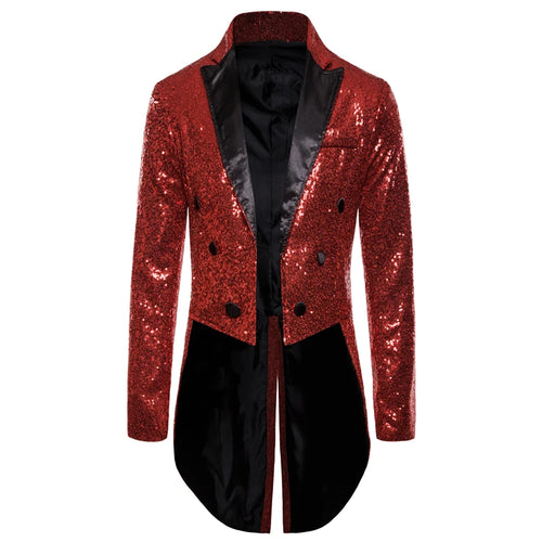 Men Shiny Sequin Glitter Embellished Blazer Jacket Men Nightclub Prom