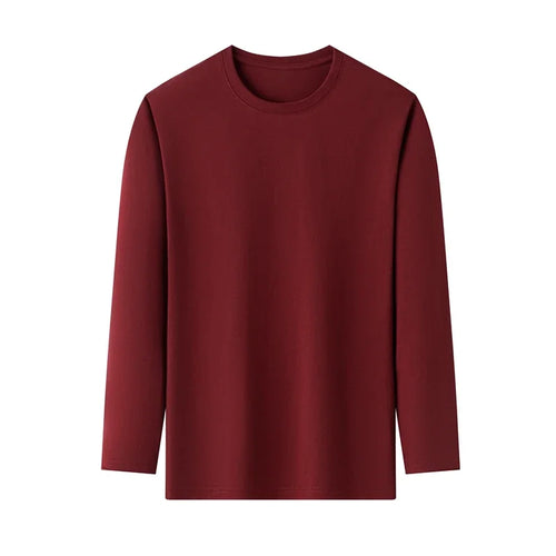 Men's Solid Color round Neck Long Sleeve T-Shirt Cotton Summer