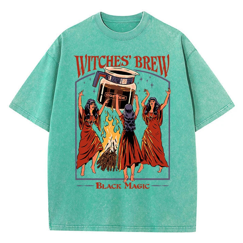 Witches Brew Coffee Black Magic Washed Retro Snow Mens T Shirt Summer
