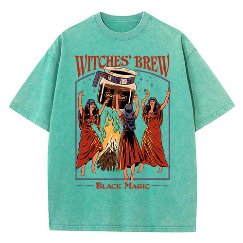 Witches Brew Coffee Black Magic Washed Retro Snow Mens T Shirt Summer