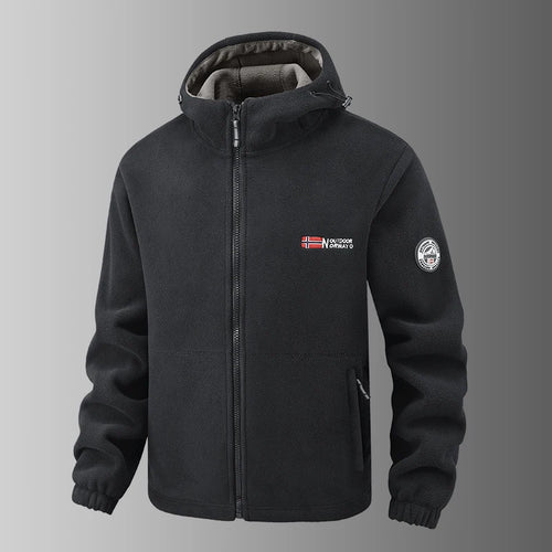 2025 Fleece Men's Coat Thickened Warm Windproof Loose Outdoor Collar