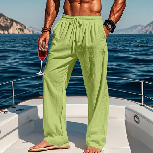 Men's 16-Color Breathable Linen Yoga Pants Loose Casual Sportswear for