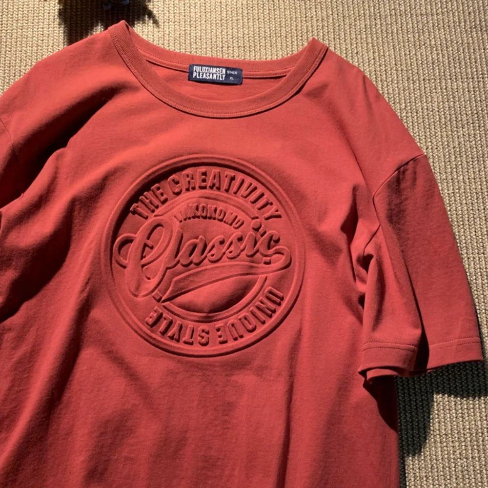 Vintage 3D Print Steel Seal Print Mens Short-sleeved T-Shirt Casual T