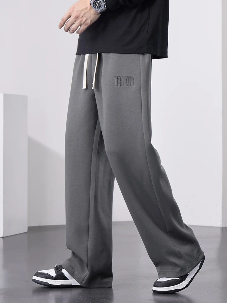 Men's Straight Sweatpants Wide Leg Cotton Track Pants Drawstring