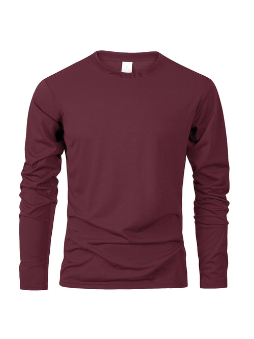 Men's Long Sleeve T Shirts Casual Round Neck Moisture Wicking Tees