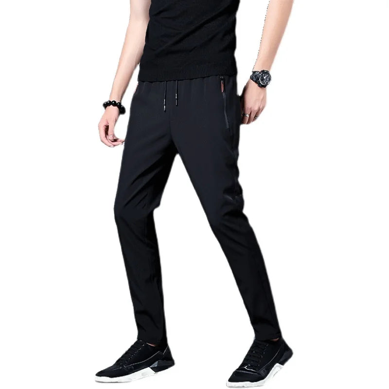 Summer men's ice silk quick drying casual pants slim fit Korean