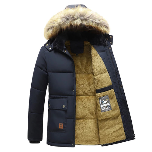 Men 2025 Winter New Windproof Fleece Warm Thick Jacket Parkas Coat Men