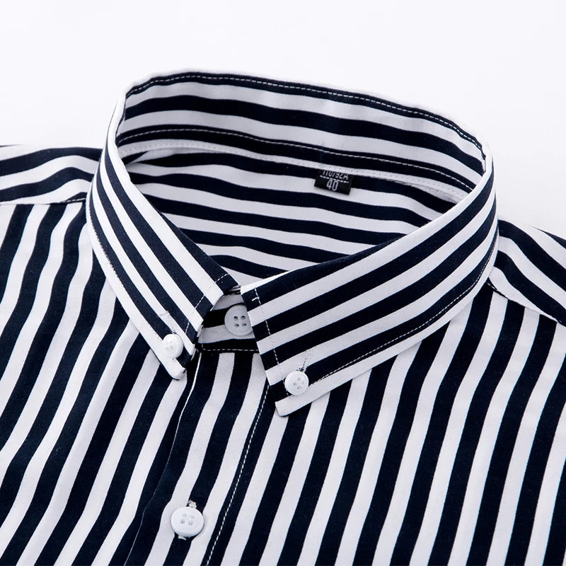 Hot New Men's Formal Shirts Long Sleeve Anti-Wrinkle Office Striped