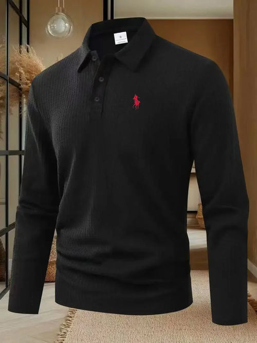 Men's high-end brand exquisite embroidered polo shirt long sleeved
