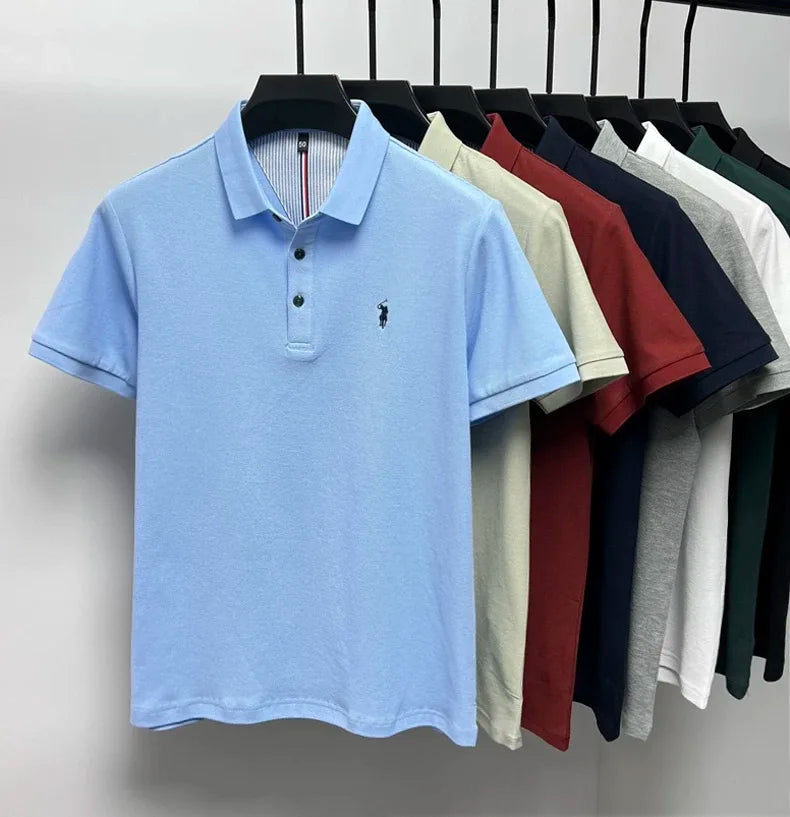High end brand 100% cotton short sleeve polo shirt men luxur pony