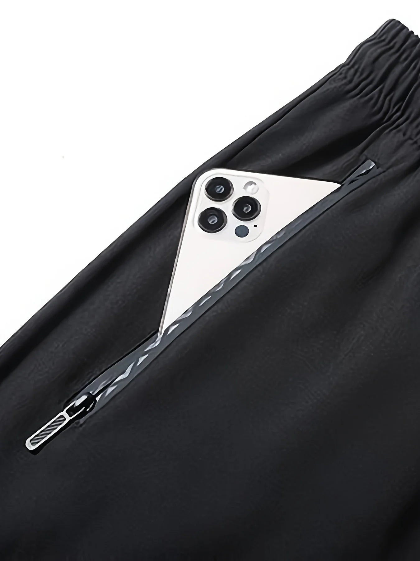 Men's High Elastic Zipper Pocket Trousers Lightweight Drawstring