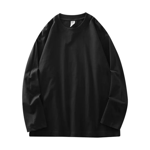 DUKEEN Men's 260G Long Sleeve T Shirts 2025 Spring Pure Cotton Solid
