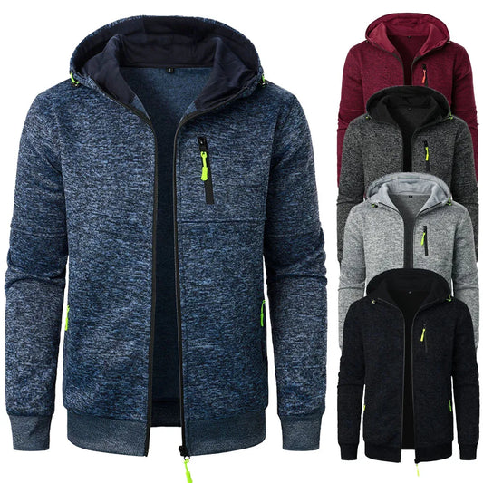 New Men's Sports Fitness Casual Sweatshirt Cardigan Hooded Jackets