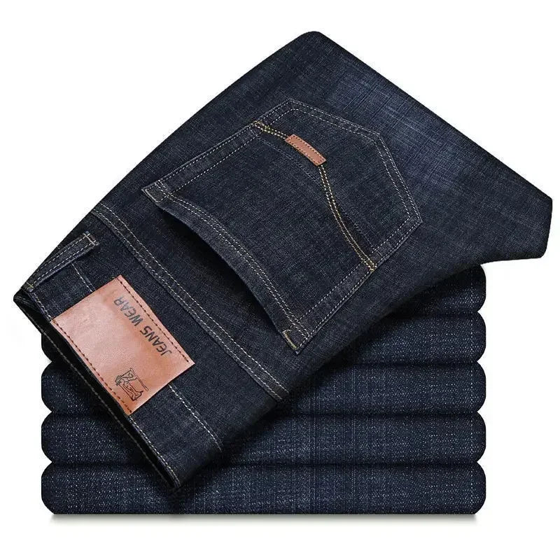 Men's Comfortable Soft Business Casual Denim Trousers Slim Fit