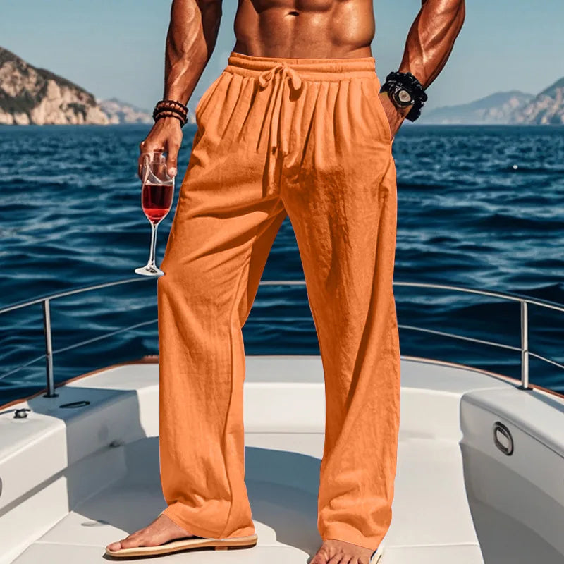 Men's 16-Color Breathable Linen Yoga Pants Loose Casual Sportswear for