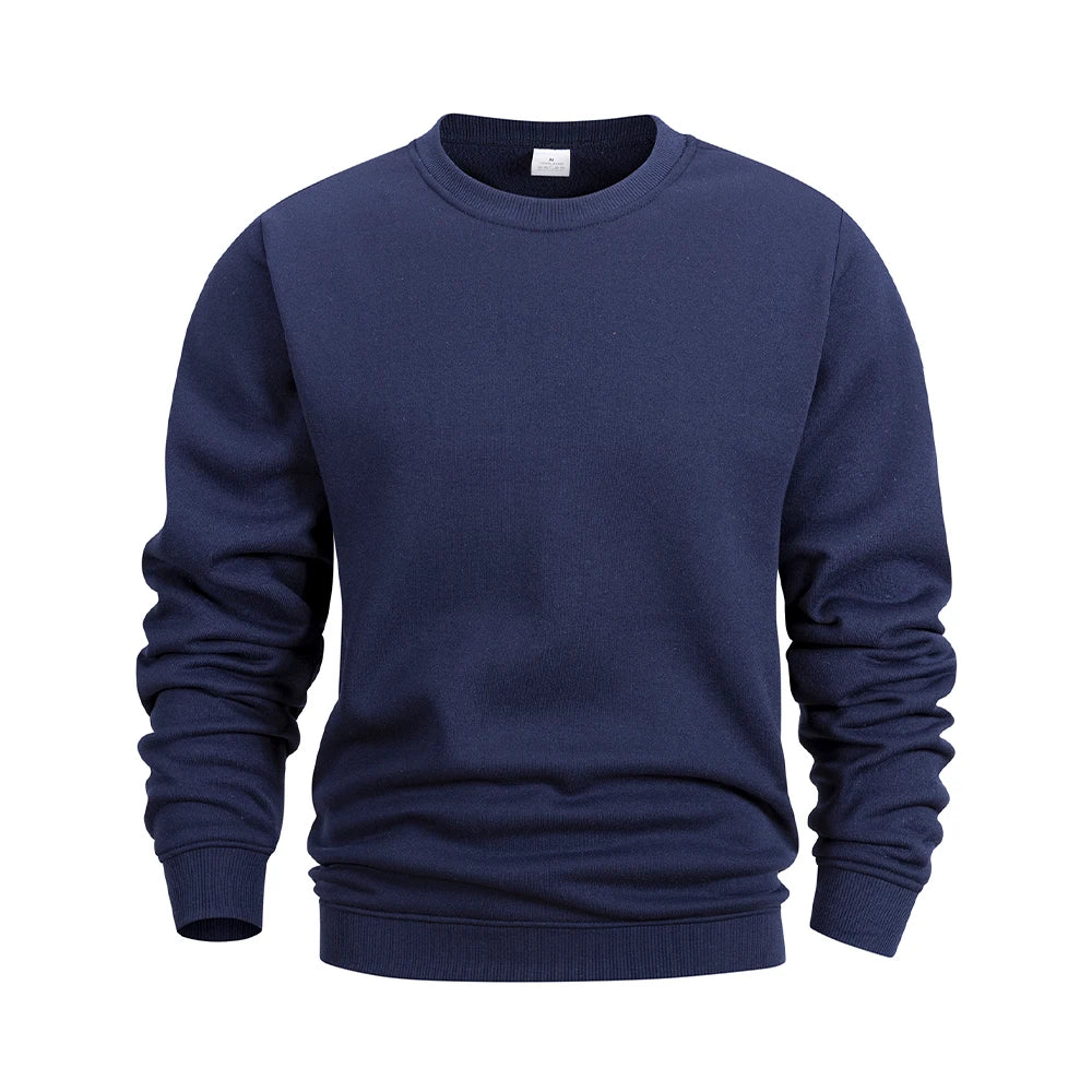 Men's Crew Neck Hoodies Autumn Winter Fleece Warm Casual Loose