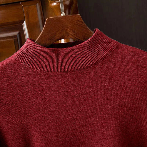 Autumn Mens Mock Turtleneck Knitwear Sweater Outdoor Half Neck Solid