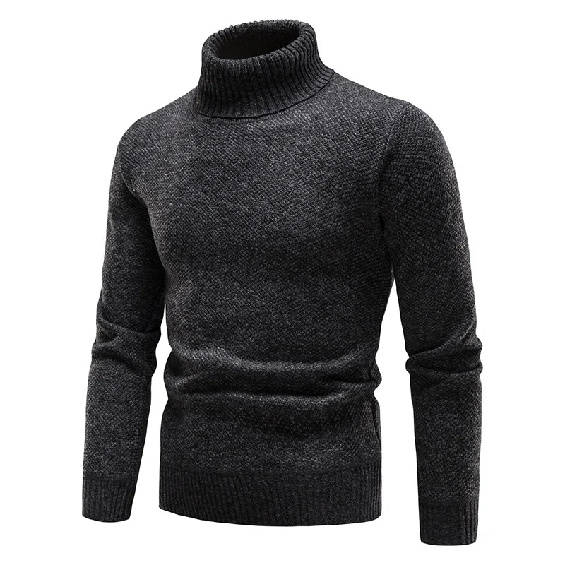 Autumn Winter Fleece Sweater Men Thicker Turtleneck Warm Pullover Slim