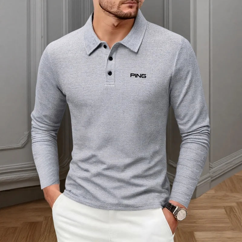 Brand fashion long sleeved polo shirt with letter print 2025 autumn