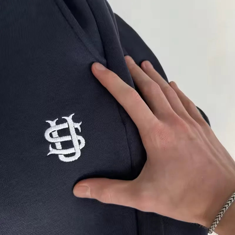 Streetwear Hoodie Sets Mens Y2K Straight Sweatpants Fashion Embroidery