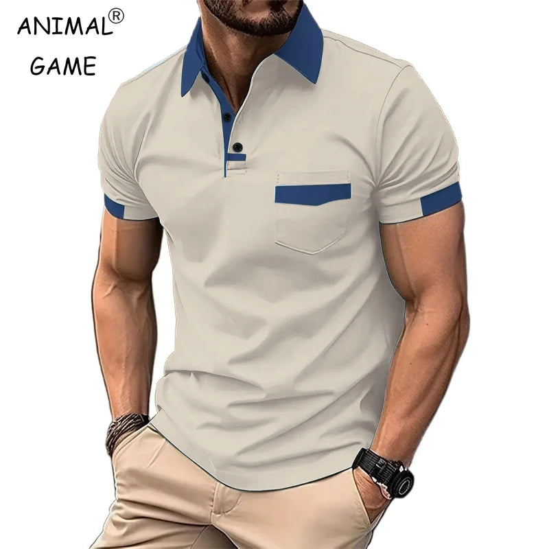 Summer Men's Short Sleeve T Shirts Solid Color Polo Shirt Breathable