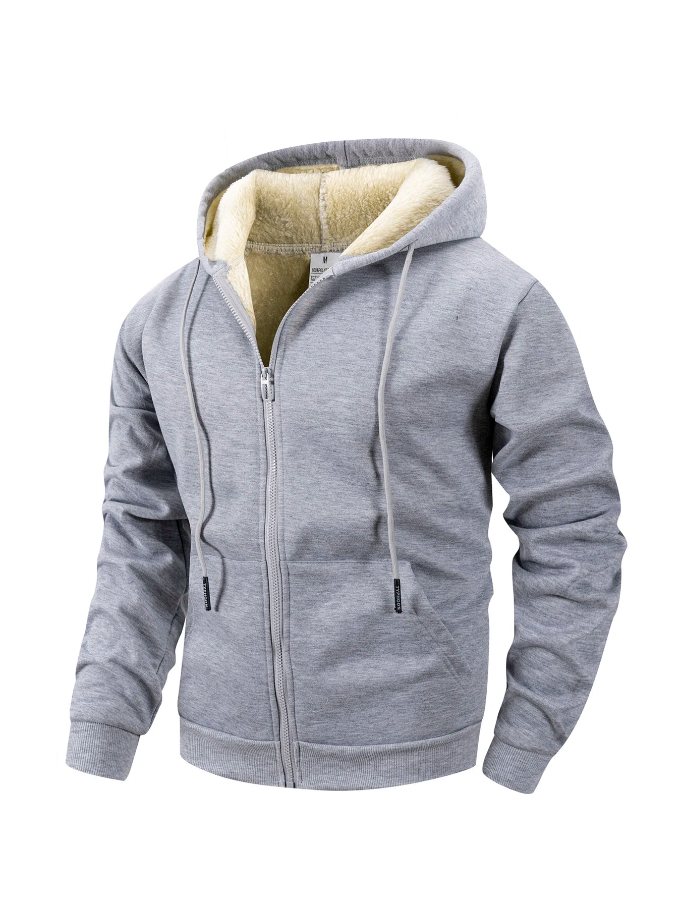 Winter Men's Zipper Jacket Fleece Warm Windproof Hoodies Heavyweight