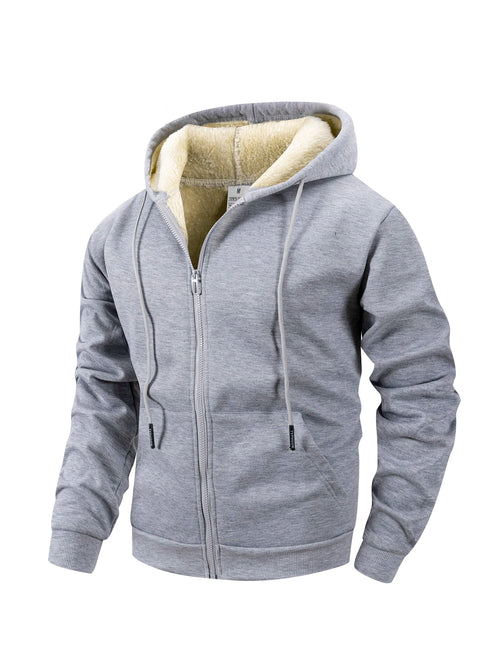 Winter Men's Zipper Jacket Fleece Warm Windproof Hoodies Heavyweight