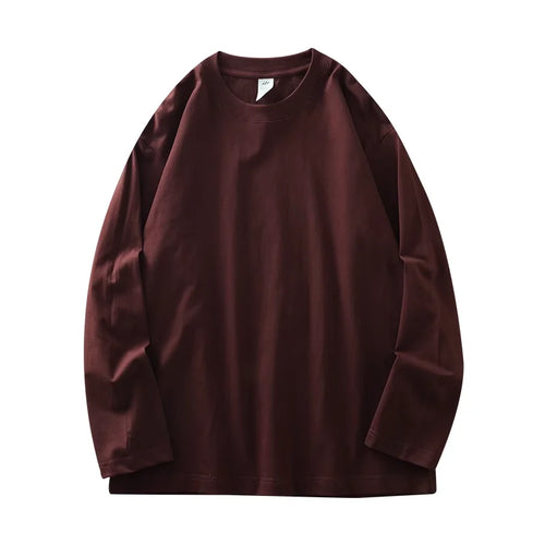 DUKEEN Men's 260G Long Sleeve T Shirts 2025 Spring Pure Cotton Solid